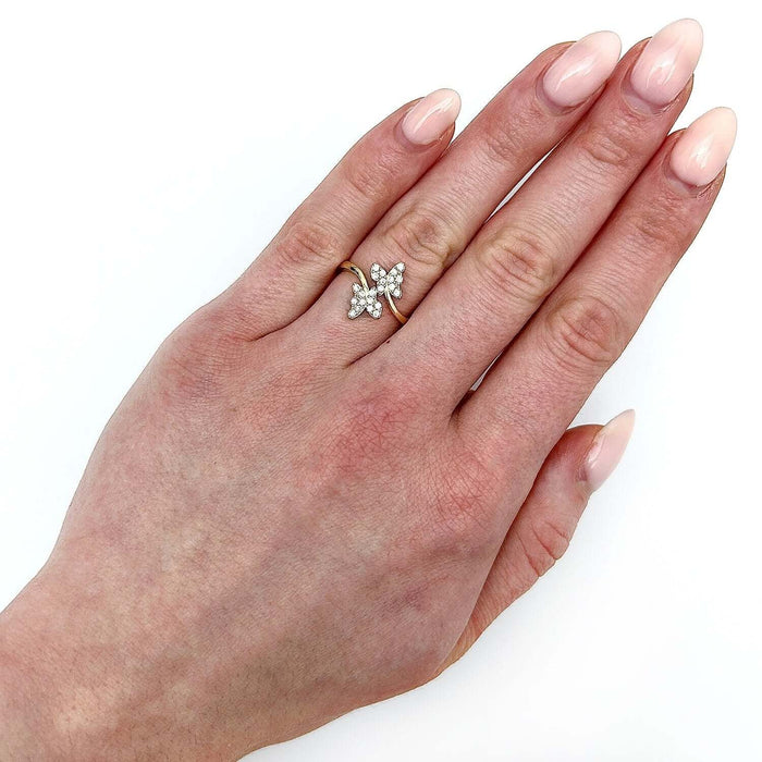 10K Gold Yellow 0.6CTW CZ Butterfly Cocktail Ring - WJD Exclusives
