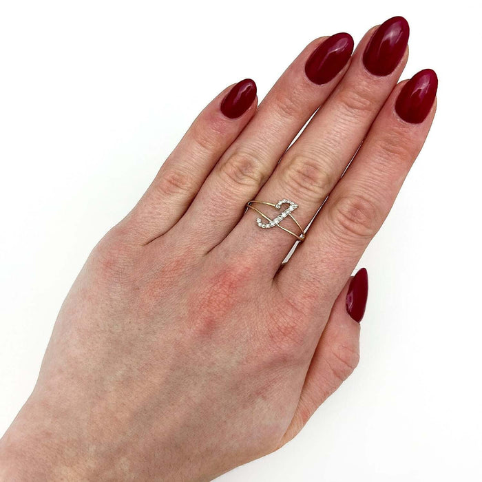 0.16CTW Natural Diamond 10K Yellow Gold Alphabet Initial Diamond Ring - WJD Exclusives