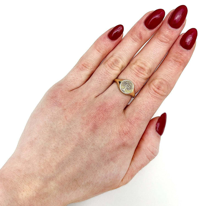 14K Gold Tree of Life Signet Ring - WJD Exclusives