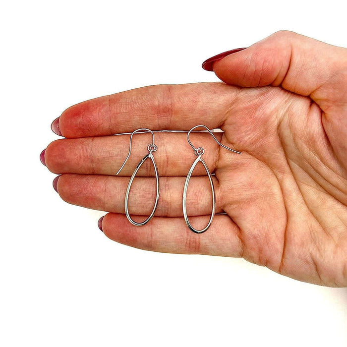 14K Yellow Gold White Graduated Pointy Open Oval Earrings 41mm - WJD Exclusives