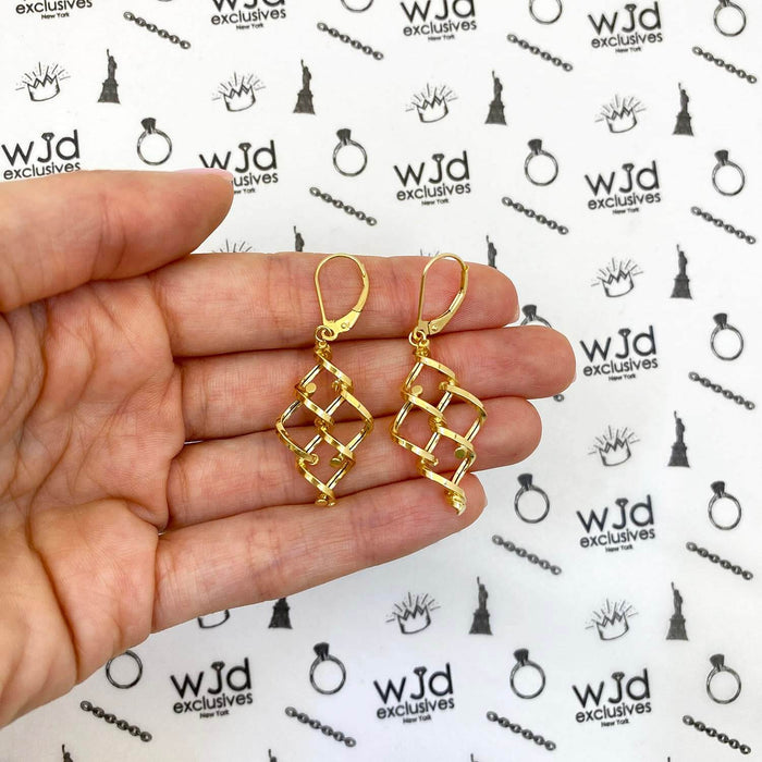 10K Gold Twisted Swirl Leverback Earrings 45mm