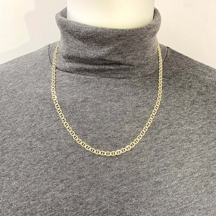 10K Yellow Gold 5mm Diamond-Cut Marine Anchor Chain (Solid Links) 20"-26"