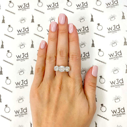 5CTW Real Moissanite Round-Cut 14K Real Gold White 3-Stone Anniversary Ring