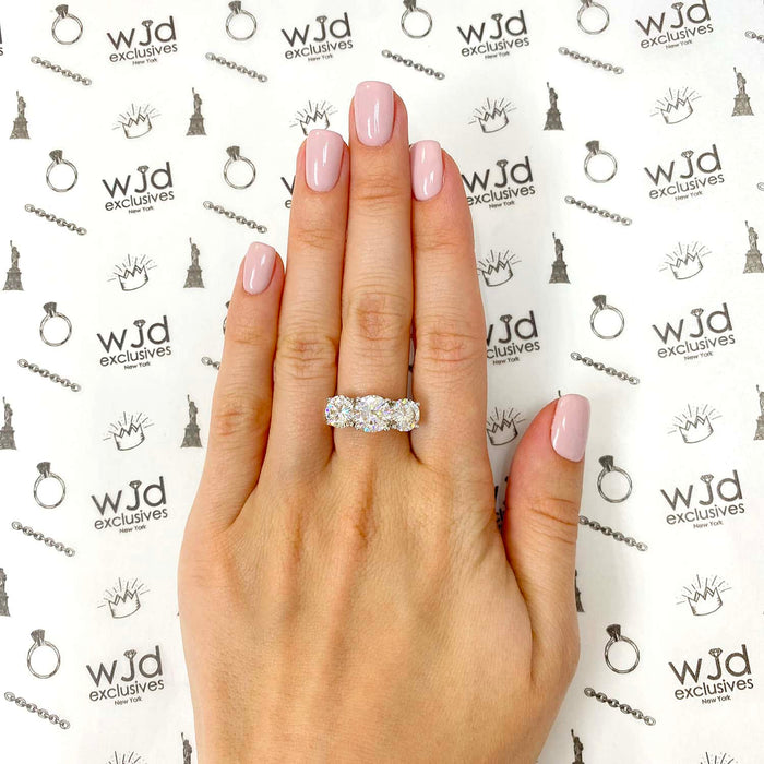 5CTW Real Moissanite Round-Cut 14K White Gold 3-Stone Anniversary Ring