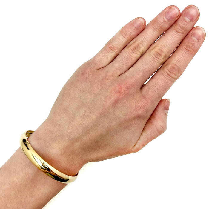 14K Yellow Gold 8mm Bangle Bracelet (Hollow) 7" - 8" - WJD Exclusives