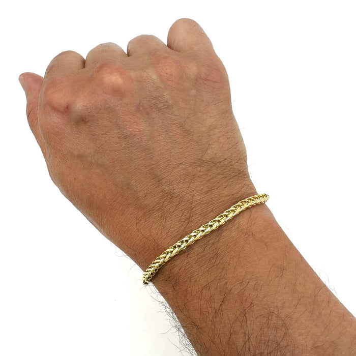 10K Yellow Gold 4mm Wheat Bracelet (Hollow) 8" - WJD Exclusives