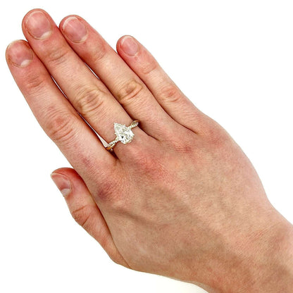 2.1CTW Lab-Grown Diamond 14K Gold Yellow Pear Twisted Shank Engagement Ring