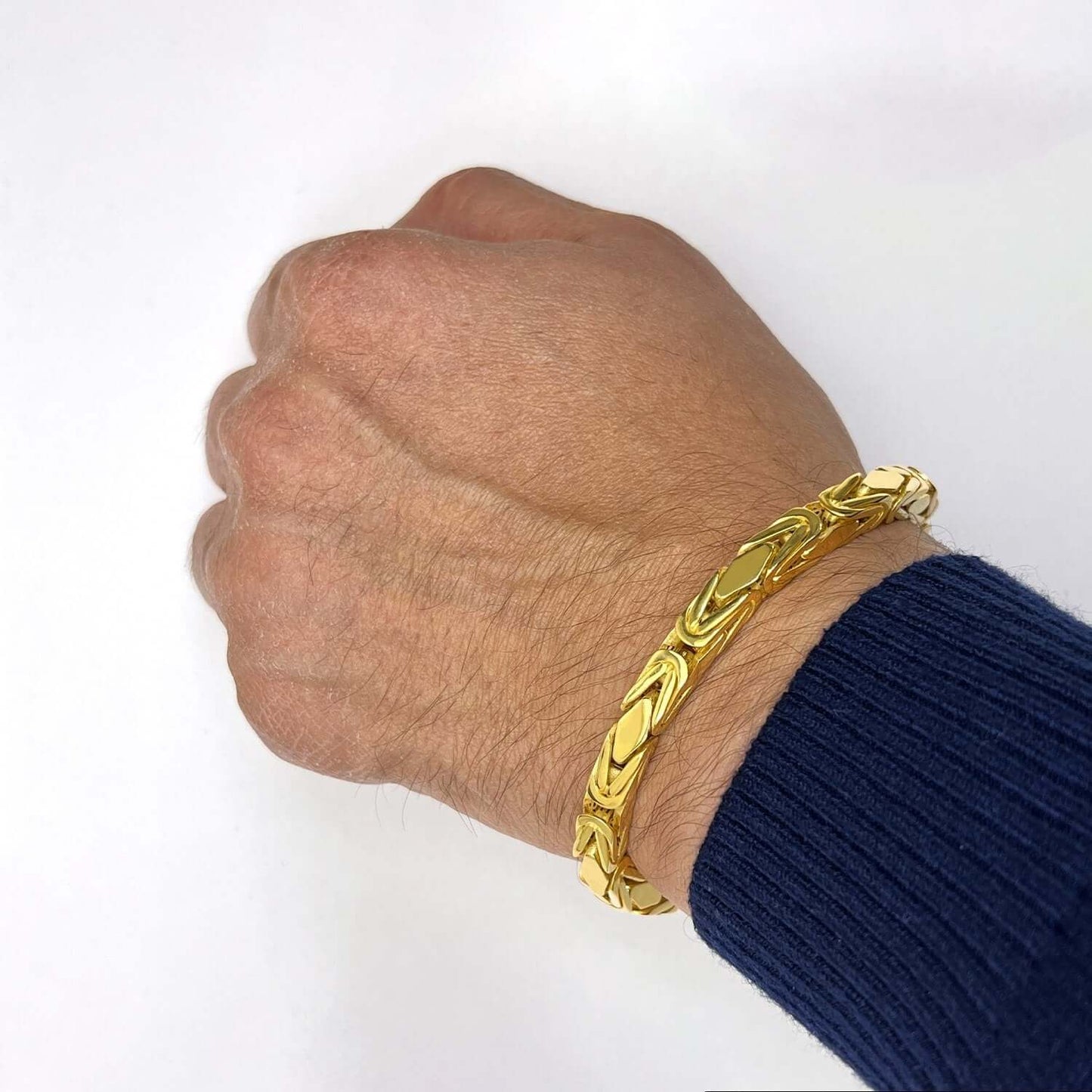 14K Yellow Gold 6mm MONACO Byzantine CZ Bullet Clasp Bracelet 8"