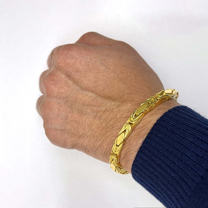 14K Yellow Gold 6mm MONACO Byzantine CZ Bullet Clasp Bracelet 8"