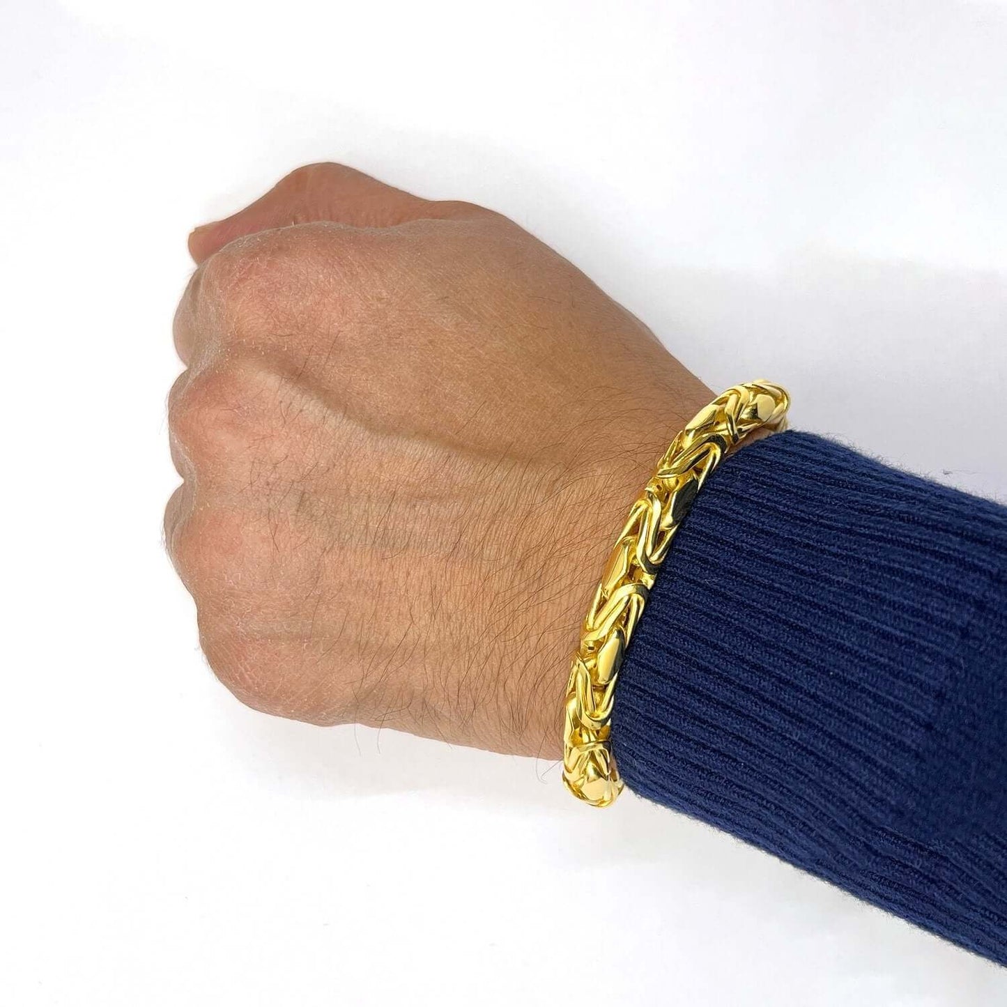 14k Gold 8mm MONACO Byzantine CZ Bullet Clasp Bracelet 8.25"