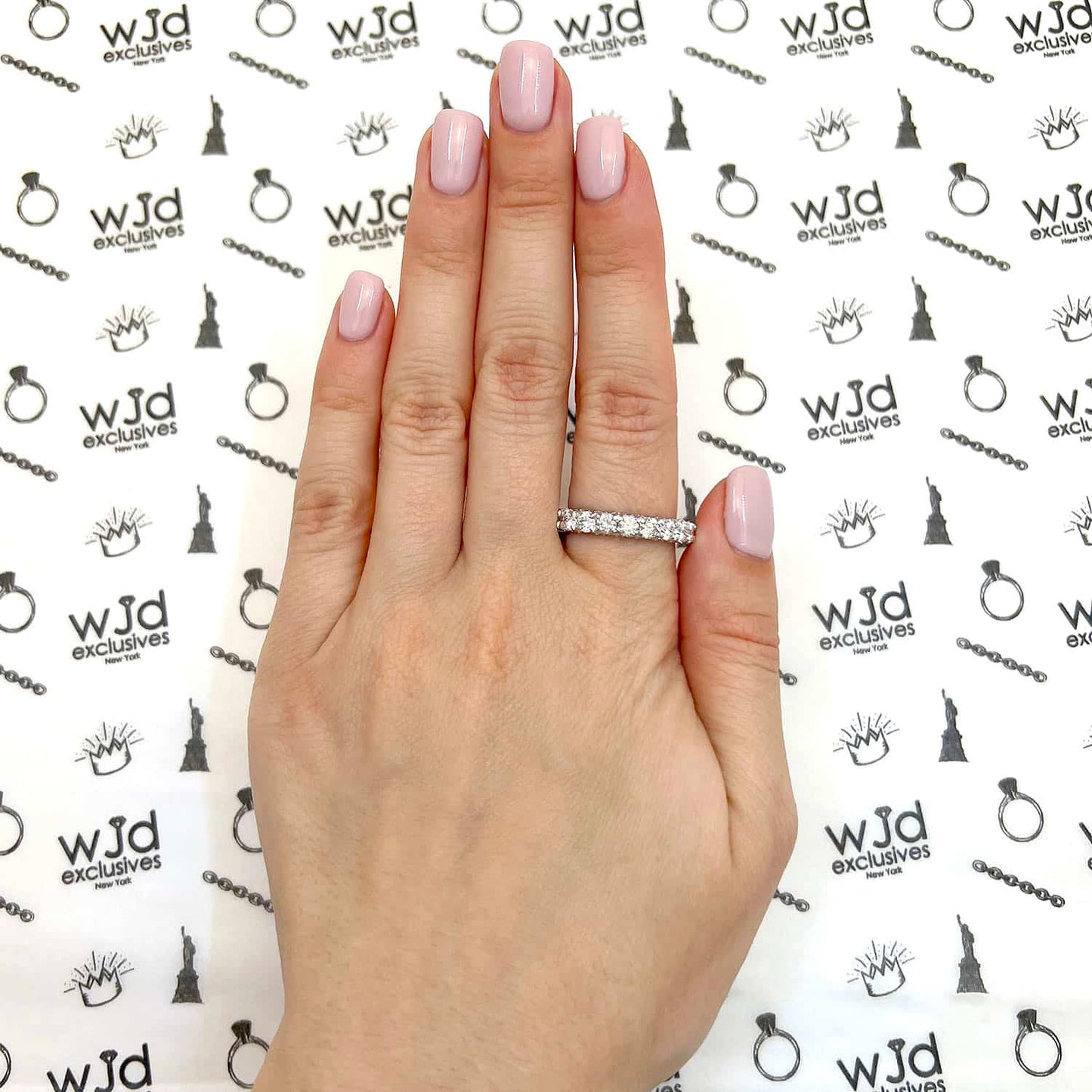 3.95CTW Lab-Grown Diamonds 18K Real Gold White 4mm Eternity Stackable Ring Band