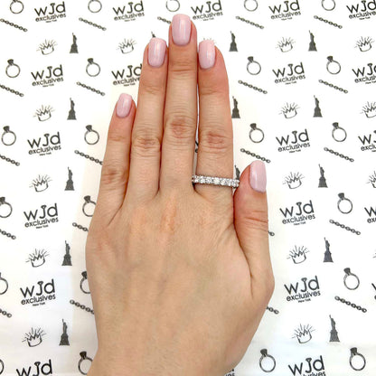 3.95CTW Lab-Grown Diamonds 18K Real Gold White 4mm Eternity Stackable Ring Band