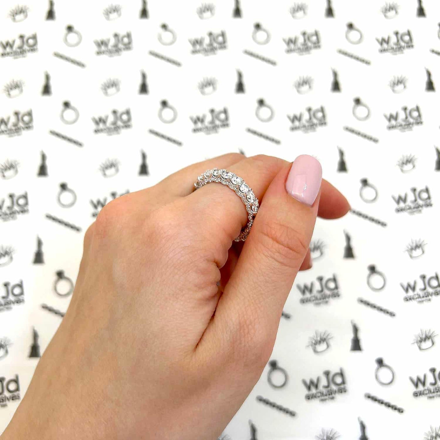 3.95CTW Lab-Grown Diamonds 18K Real Gold White 4mm Eternity Stackable Ring Band
