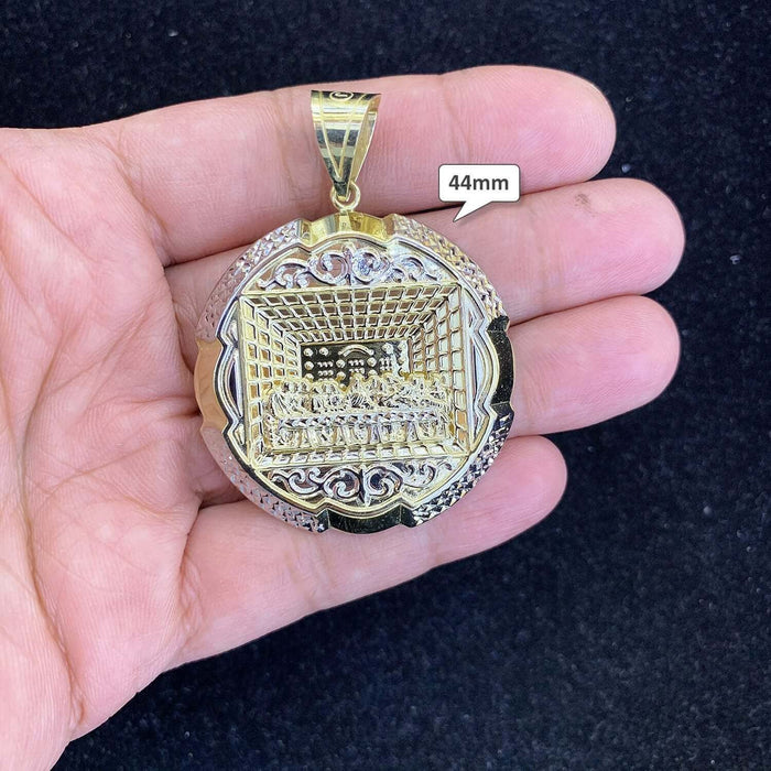 Yellow Gold 10K Diamond-Cut 3D Apostles The Last Supper Round Pendant 15mm-75mm