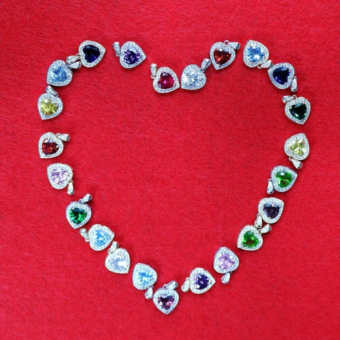 14k Yellow Gold White Gold Solitaire Birthstone Halo Heart Pendant 0.6"