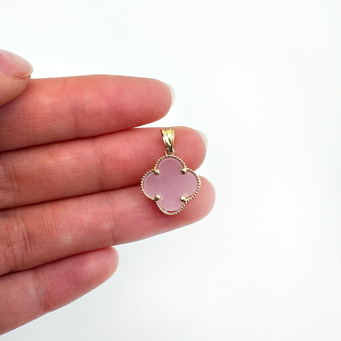 14K Yellow Gold Clover Gemstone Adjustable Necklace 16–18"