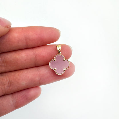 14K Yellow Gold Clover Gemstone Adjustable Necklace 16–18"