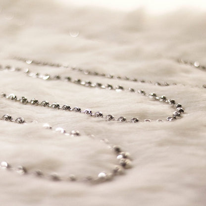 925 Silver 4mm 5mm 6mm Unisex White Half Moon Cut Beaded Chain Necklace 18"-30"