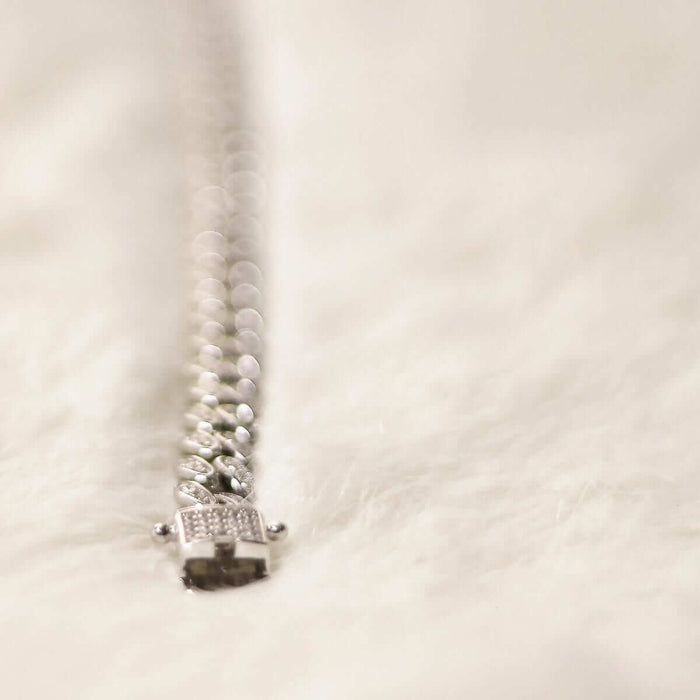 Sterling Silver Micro Pave 8mm Miami Cuban Bracelet (Solid Links) 8"