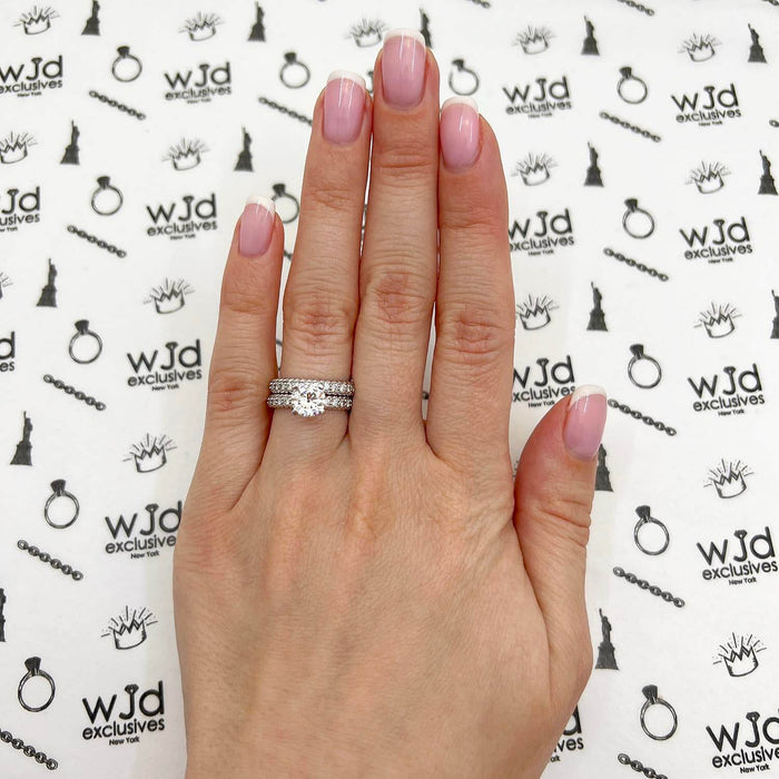 1.90CTW Natural Diamond Moissanite Twisted Rope 18K Gold White Bridal Ring Set