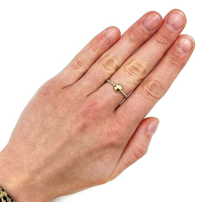 14K Yellow Gold Beaded Ball Band Ring