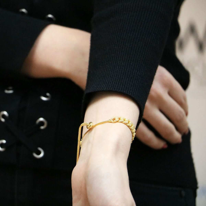 Yellow White Rose Gold Over Silver 6.5mm Miami Cuban CZ Bracelet (Solid Links) 5"-9" Adjustable