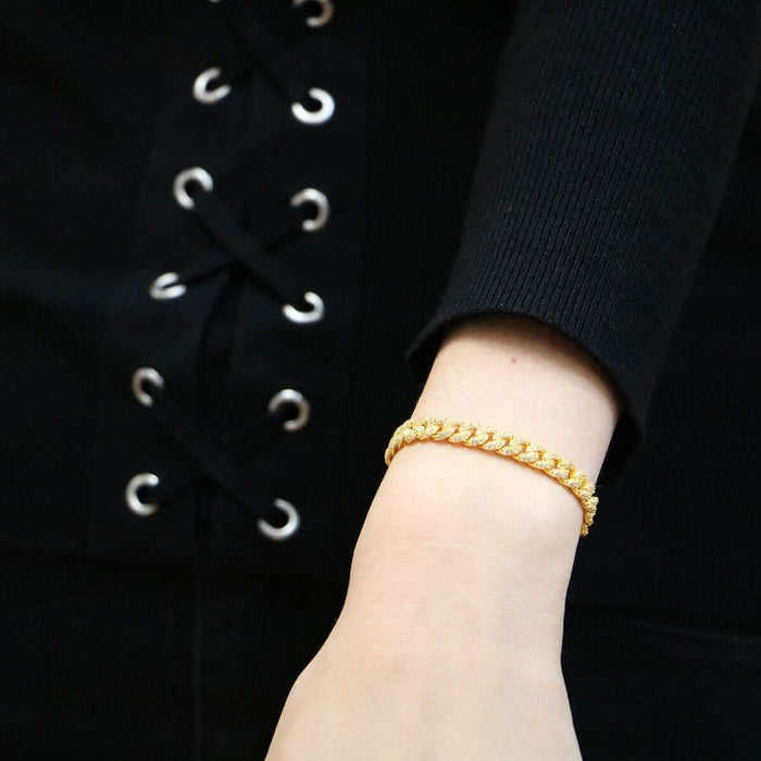 Yellow White Rose Gold Over Silver 6.5mm Miami Cuban CZ Bracelet (Solid Links) 5"-9" Adjustable