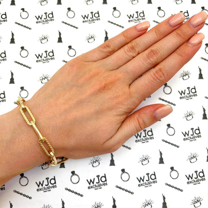 14K Gold Yellow 7mm Hollow Paperclip Bracelet 7.5"