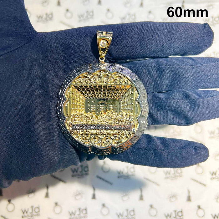 Yellow Gold 10K Diamond-Cut 3D Apostles The Last Supper Round Pendant 15mm-75mm