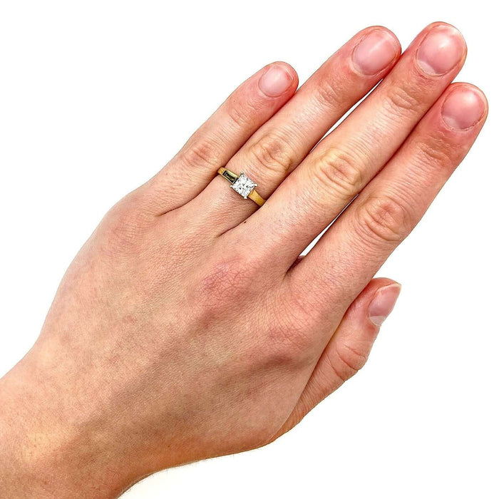 14K Yellow Gold 0.75CT CZ Princess - Cut Solitaire Engagement Ring - WJD Exclusives