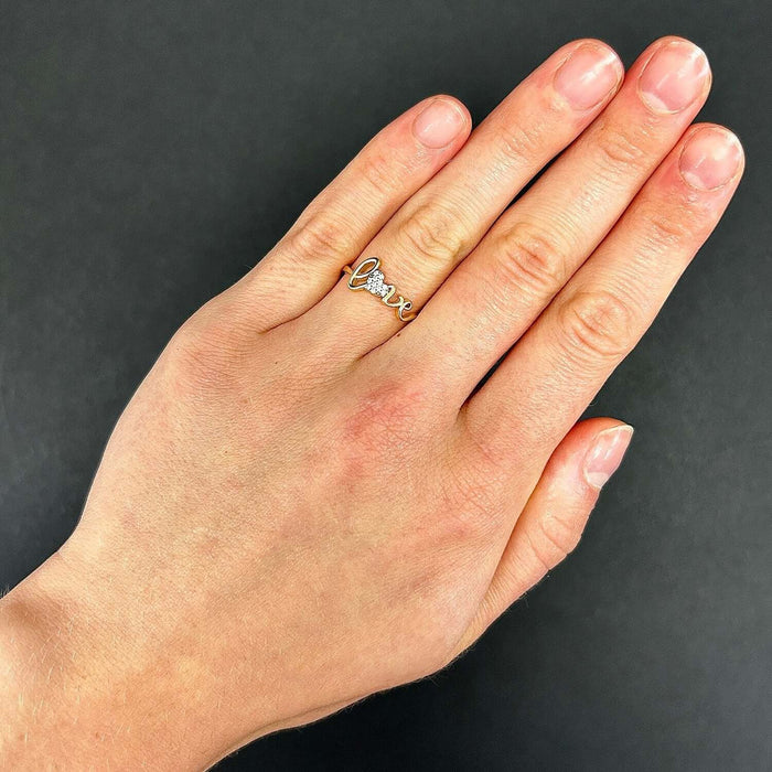 14K Yellow Gold CZ Love Heart Ring - WJD Exclusives