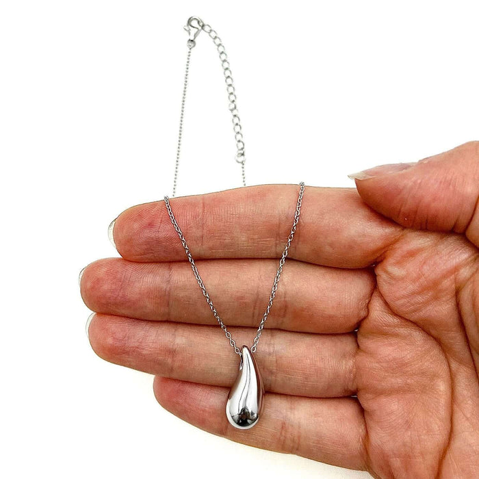 18K Yellow Gold Over Sterling Silver Teardrop Necklace (Solid Links) 16" - 18" Adjustable - WJD Exclusives