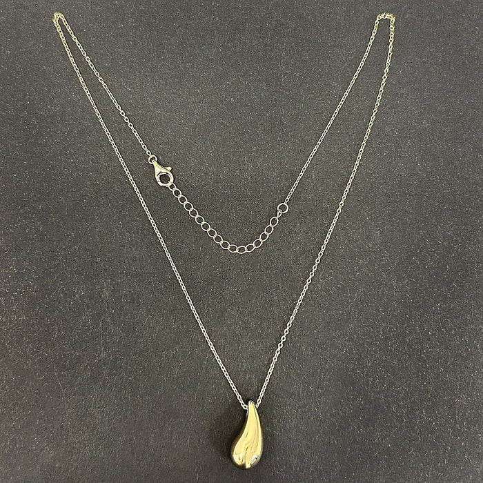 18K Yellow Gold Over Sterling Silver Teardrop Necklace (Solid Links) 16" - 18" Adjustable - WJD Exclusives