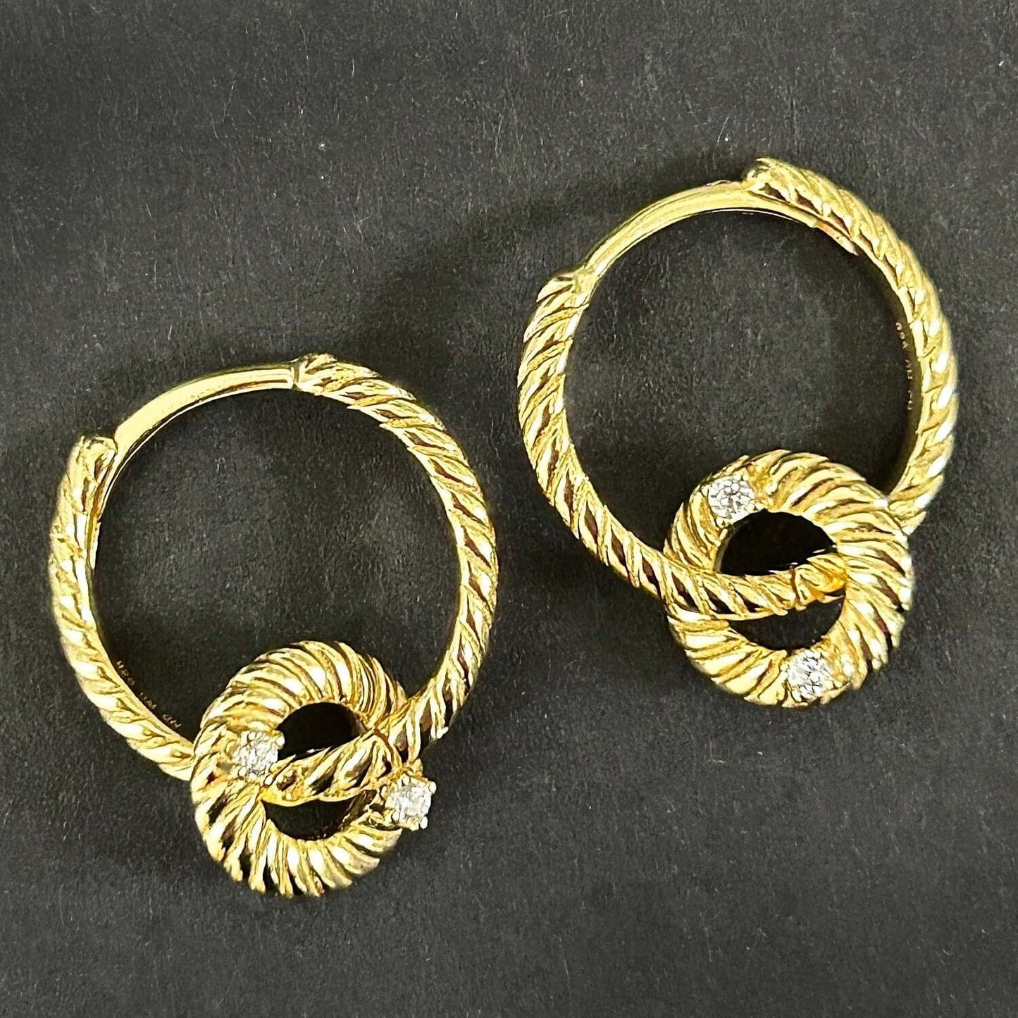 18K Yellow Gold Over Sterling Silver CZ Huggie Hoop Earrings 20mm