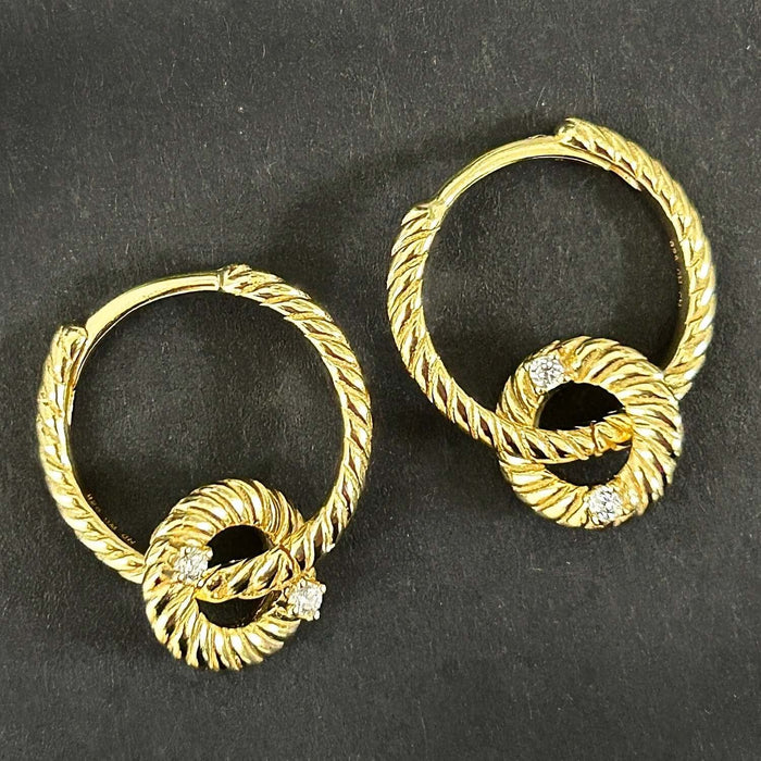 18K Yellow Gold Over Sterling Silver CZ Huggie Hoop Earrings 20mm - WJD Exclusives
