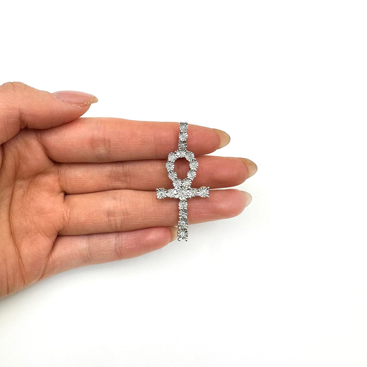 .20CTW Natural Diamond 14K Gold Ankh Cross Pendant - WJD Exclusives