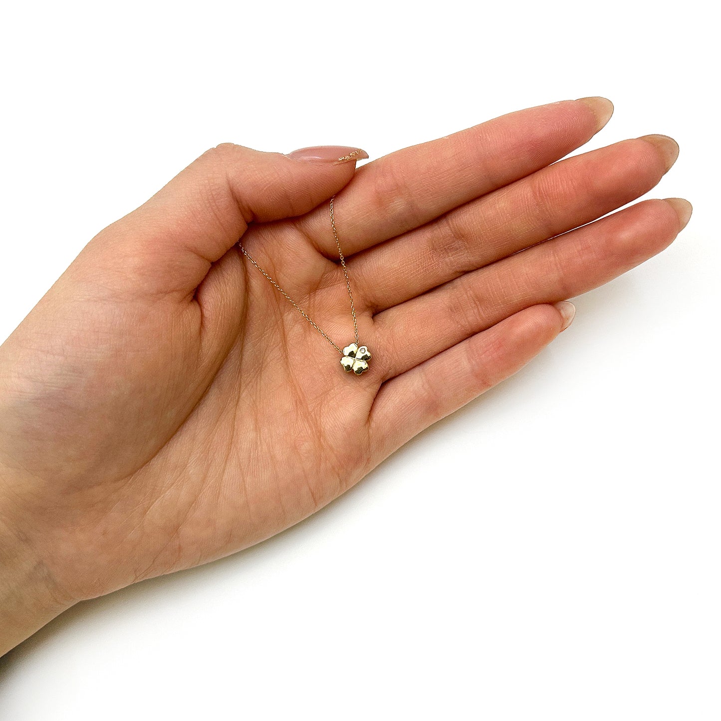 Natural Diamond 14K Yellow Gold Clover Pendant Necklace 18"