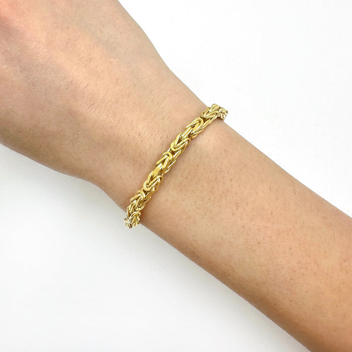 10K Yellow Gold 4mm Byzantine Bracelet (Hollow) 8" - WJD Exclusives