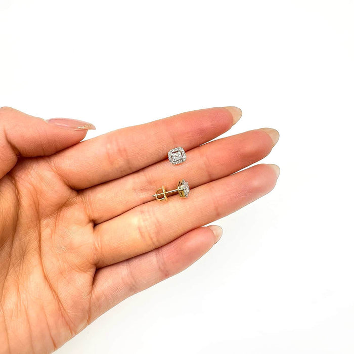 0.23CTW Natural Diamond 10K Gold White Cluster Screw Back Stud Earrings - WJD Exclusives