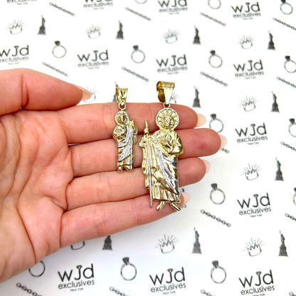 14K Yellow Gold Religious St. Jude Charm Pendant 1.5"-2.4"