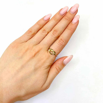 14K Real Gold Yellow Love Knot Promise Ring