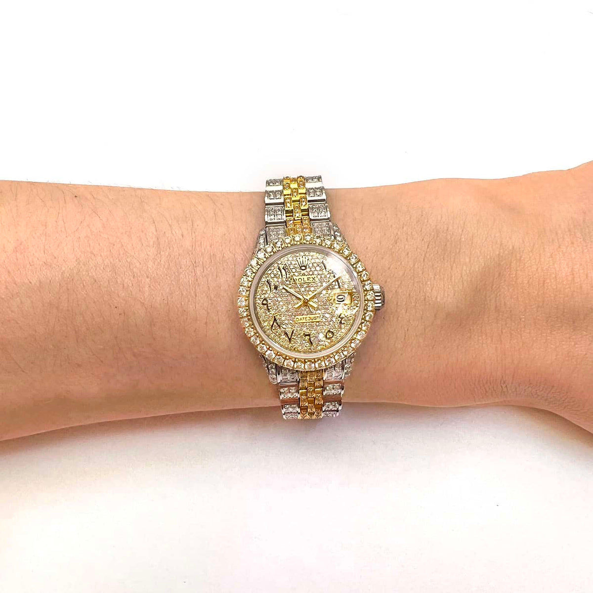 Rolex Datejust Custom Diamond Pave 69173 Jubilee Band Diamond Dial Bezel 26mm Watch - WJD Exclusives