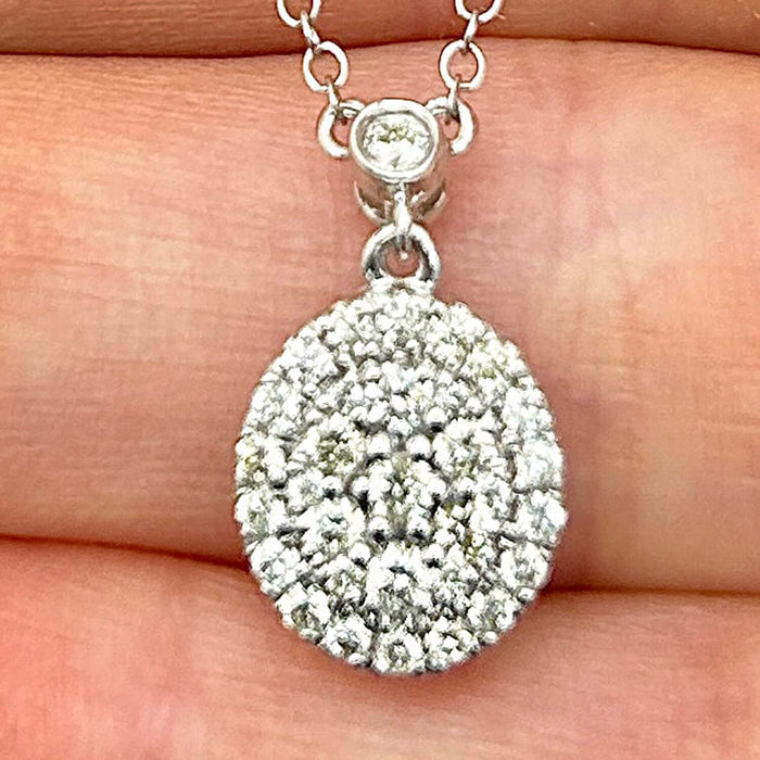.64CTW Natural Diamond 14K White Gold Oval Necklace (Solid Links) 16" - 18" Adjustable - WJD Exclusives