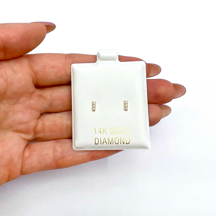 0.08CTW Natural Diamond 14K Gold Mini Bar Stud Earrings 5mm - WJD Exclusives