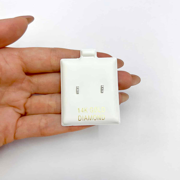 0.08CTW Natural Diamond 14K Gold Mini Bar Stud Earrings 5mm - WJD Exclusives
