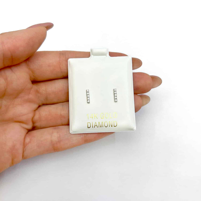 0.12CTW Natural Diamond 14K Gold 5 - Stone Bar Stud Earrings 7.5mm - WJD Exclusives