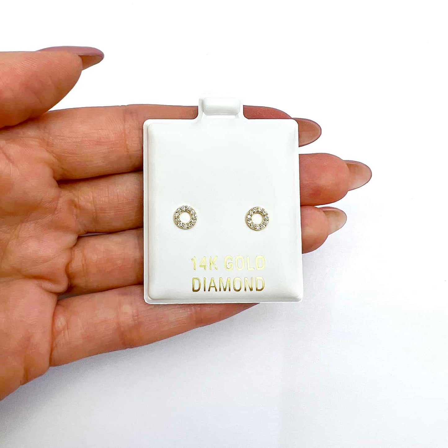0.11CTW Real Diamond 14K Gold Round Stud Earrings 5.5mm