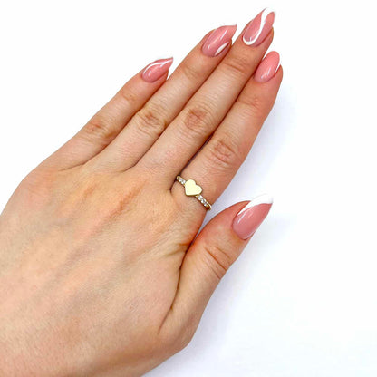 14K Yellow Gold CZ Friendship Heart Ring