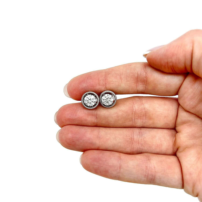 2CTW Lab - Grown Diamond 14K Gold Solitaire Earrings Removable Rope Jackets - WJD Exclusives