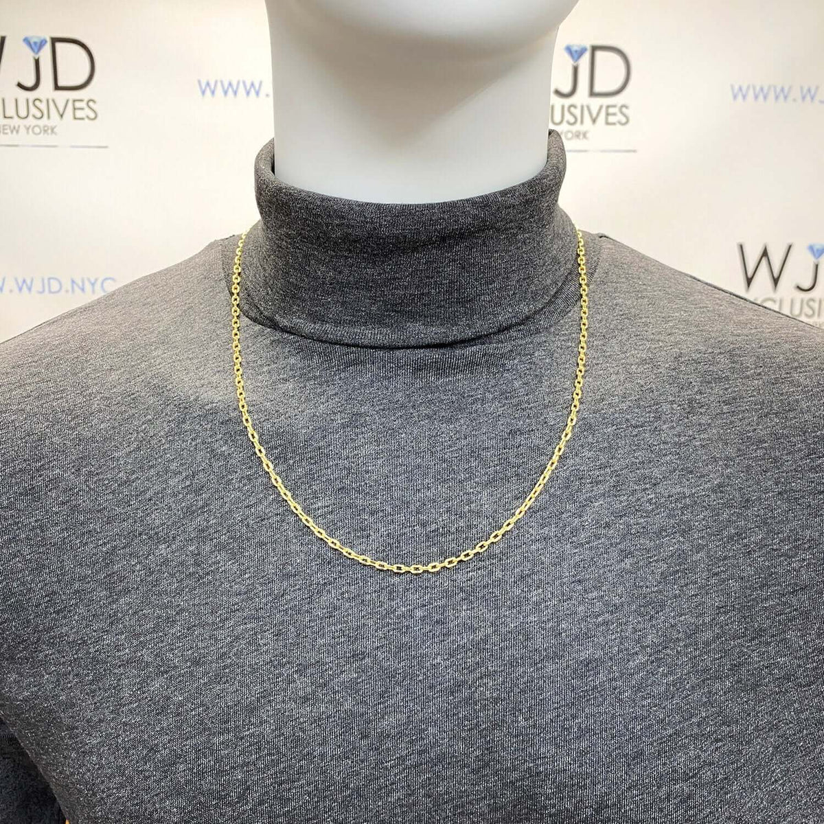 14K Yellow Gold 3mm Diamond-Cut Oval Cable Chain (Hollow) 20"-26"